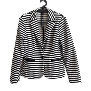 George Striped Button Cardigan Sz 6 Pockets Professional Office Career Academia